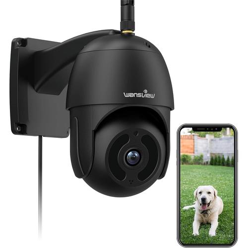 Caméra de Surveillance Extérieure Pan/Tilt, 1080P Caméra IP WiFi étanche, Vision Nocturne, Audio Bidirectionnel, Alerte instantanée, Stockage Micro Carte SD ou Cloud, Alexa W9 (Noire)