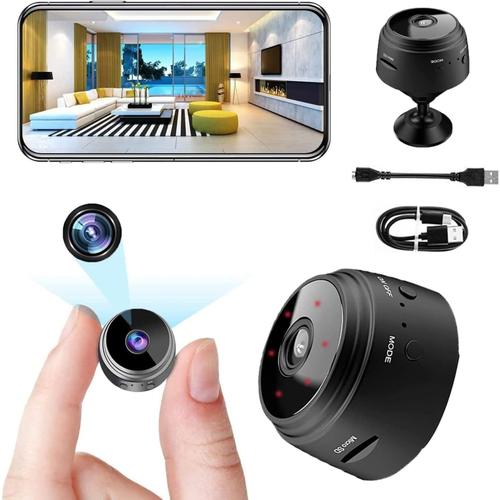 Camera Espion HD de Surveillance sans Fil Mini Camera sur Batteries Nanny Caméra 1080P Sport avec Detecteur de Mouvement, Caméra avec Enregistrement, Interieur Extérieur App sans Fil Alerte précoce