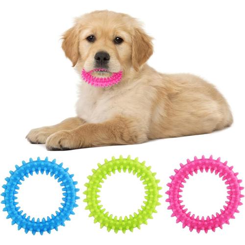 Jouets À Mâcher Pour Chiots, 3 Paquets De Jouets Pour Chiots De Petit Chien Anneau 360 ° Nettoyer Les Dents D'animaux Et Apaiser Les Démangeaisons Chien En Caoutchouc Santé Bucco Dentaire