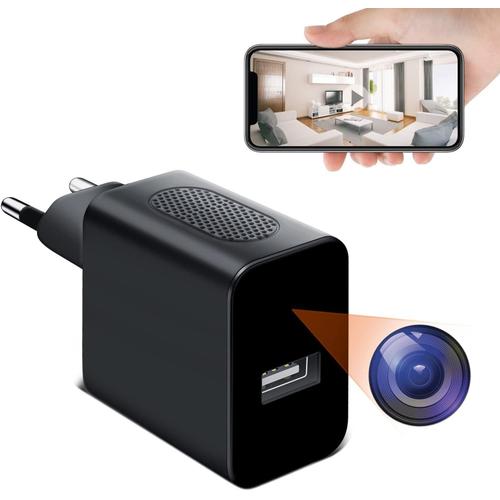 Caméra Espion WiFi Caméra Cachée 1080P USB Chargeur Mini Camera de Surveillance sans Fil USB Caméra de Nounou Portable avec Détecteur de Mouvement, caméra de sécurité compacte (2.4G WiFi)