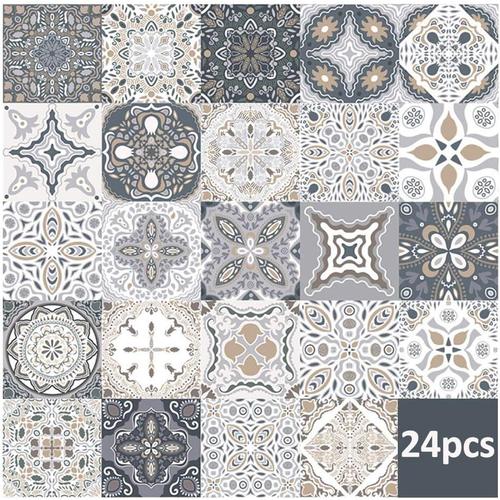 24pcs Stickers Carreaux Muraux - Stickers Carreaux Autocollant pour Cuisine Salon Salle De Bains Décor À La Maison Auto-Adhésif (10 * 10CM)