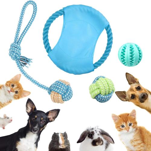 4 Kit De Corde Chien, Jouet Intelligence Chien, Jeu Pour Chien En Coton, Jouets De Corde À Mâcher, Chien Corde À N?uds + Frisbee + Balle À Mâcher Pour Chien, Pour Petits/Moyens Chiens, Chiot