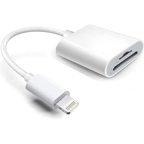 Adaptateur Lightning vers lecteur de cartes SD et TF, certifié Apple MFi 2 en 1 Micro SD TF carte mémoire double fente pour iPhone 14 13 12 11 X XS XR 8 7 Plus, iPad, Plug and Play