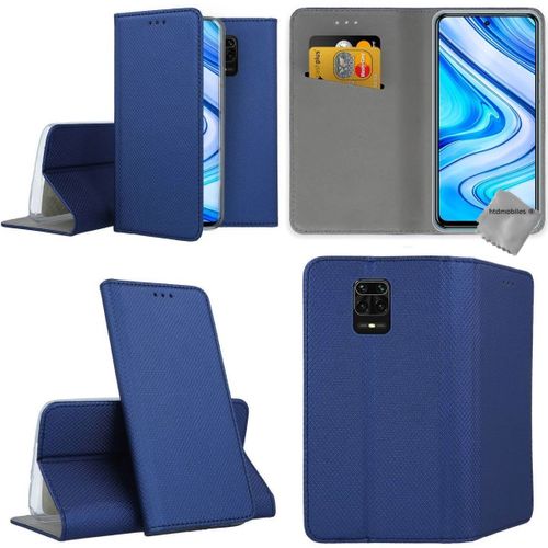 Housse Etui Coque Pochette Portefeuille Pour Xiaomi Redmi Note 9s + Verre Trempe - Bleu Magnet