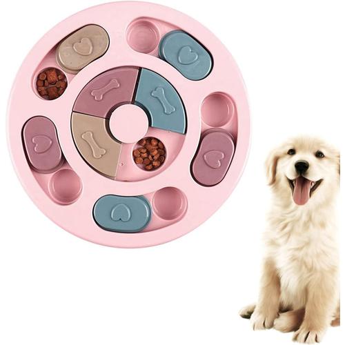 Puzzle Pour Chien À Alimentation Lente ¿ Distributeur De Friandises Pour Chiot ¿ Jouet Interactif Pour Dressage De Chien ¿ Gamelle Pour Améliorer Le Qi (Rose)