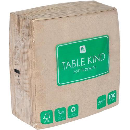 Brown Table Kind | Lot De 100 Serviettes En Papier Souple Recyclé, Serviettes De Table Jetables Marron, Traiteur Et Usage Quotidien, Ecologique, Kraft Non Blanchi, Compostable, Fabriqué En Ue, 2ply,