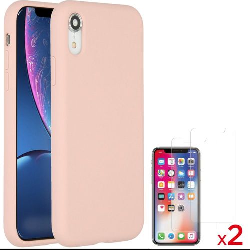 Coque Silicone Pour Iphone Xr Rose Antichoc + 2 Verres Trempes Little Boutik®