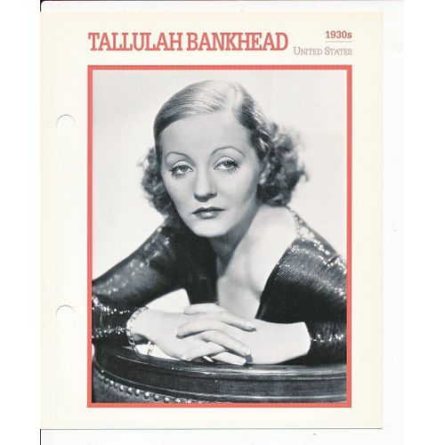Movie Star Card [Carte Perforée En Langue Anglaise] Tallulah Bankhead