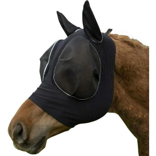 Schwarz Masque Anti-Mouches À Cheval Avec Oreilles, Masque Anti-Mouches À Cheval, Protection Uv, Masque Anti-Mouches À Cheval Extra-Confortable, Masque Anti-Mouches À Mailles Douces, Poney Avec Oreill