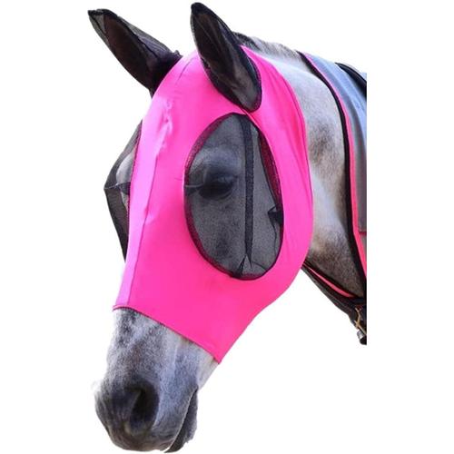 Rose Masque Anti-Mouches À Cheval Avec Oreilles, Masque Anti-Mouches À Cheval, Protection Uv, Masque Anti-Mouches À Cheval Extra-Confortable, Masque Anti-Mouches À Mailles Douces, Poney Avec Oreille