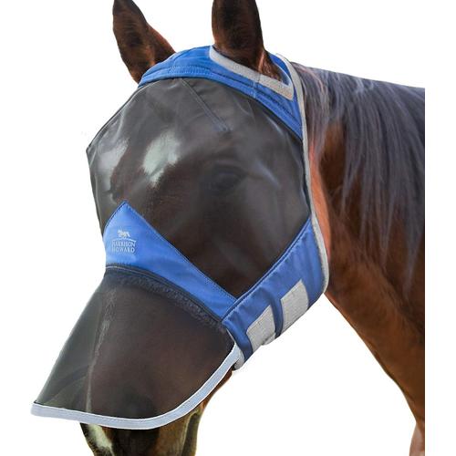 Caremaster Pro Luminous Masque Anti-Mouches Protection Anti-Uv Avec Naseaux Bleu Nautique Cheval De Trait (Xl)