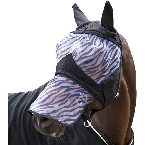 Noir , Masque Anti-Mouches Zèbre, Protection Nasaux Détachable Et Protection Uv Cheval, Noir, Xxl