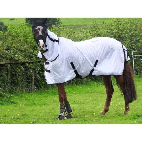 Blanc Turner Tapis Anti-Mouches Léger Pour Cheval/Poney/Shetland ¿ Combinaison Légère À Col Complet ¿ 1,6 M, Blanc Froid