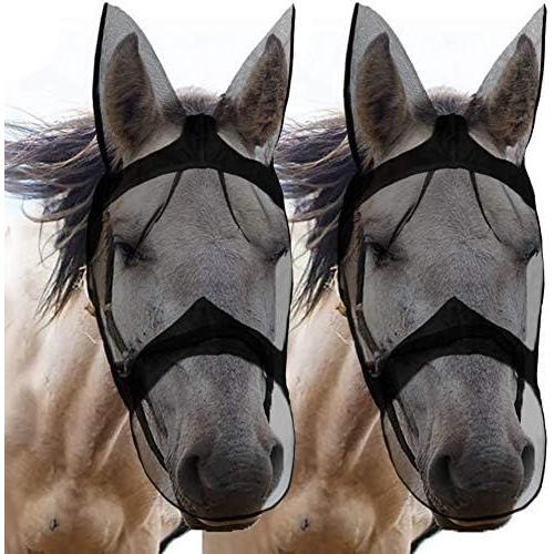 Lot De 2 Masques Anti-Mouches Pour Cheval/Poney, Masque De Nez De Cheval, Confortable, Léger, Respirant