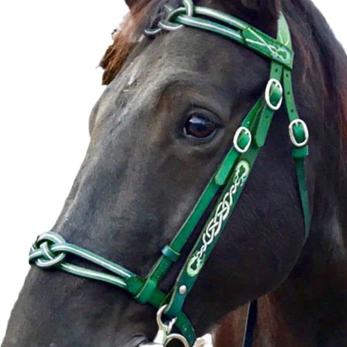 Vert Licol Pour Cheval Et Laisse En Cuir Synthétique Rembourré Réglable Avec Boucle En Métal