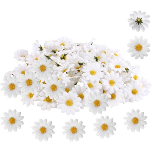 100pcs Marguerites Artificielles 4cm - Têtes De Fleurs Gerbera Blanc Pour Décoration Mariage, Fête, Diy Scrapbooking