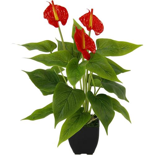 Rouge Anthurium Artificiel En Pot Anthurie Fleur De Flamant Rose Exotique Avec Fleurs Rouges Artificielle Décoration Plante D'intérieur Calla