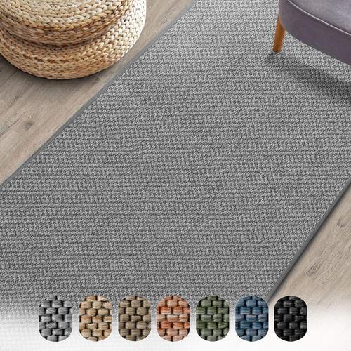 Argenté | Sabang | Tapis Moderne Aspect Sisal | Qualité Supérieure | Idéal Pour Salon, Couloir, Chambre | Durable Et Résistant | Argenté, 66 X 200 Cm