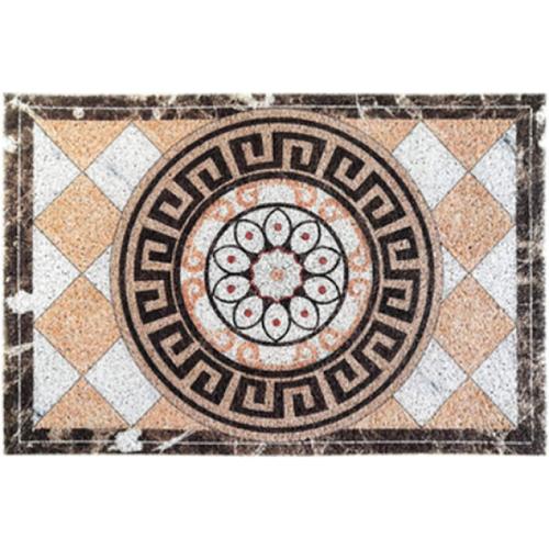 Graines De Lotus Orange Tapis De Pied Anti-Poussière Avec Anneau En Soie Pvc, Tapis De Porte Imprimé, Grattoir À Chaussures, Tapis Antidérapant À L'entrée De La Salle De Bain De La Porte D'entrée