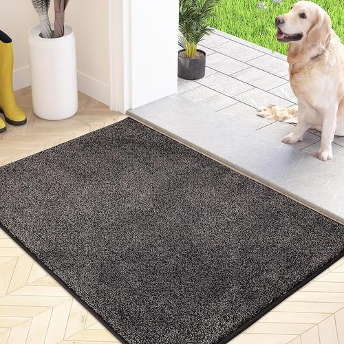 Gris Charbon Paillasson Attrape-Poussière, Tapis De Sol Antidérapant Lavable En Machine Avec Microfibres Douces Absorbantes Pour Chien, Entrée, Porte Et Couloir, Gris Charbon , 50 X 80 Cm