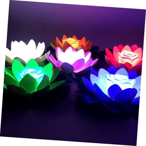 Comme Montré 9 Pièces Lumière De Bouddha Allumer Des Fleurs Flottantes Lumière D'étang Lumière Flottante Étanche Fleur De Lys Flottante Lumières Led Submersibles Lis Lotus