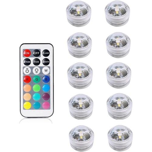 10 Lamp 1 Controller Éclairage De Piscine Submersible Led Lumières, Rvb Lumière De Thé Imperméable À L'évolution Des Couleurs Avec Télécommande, Nuit Sous-Marine For Aquarium, Vase, Étang, Piscine,