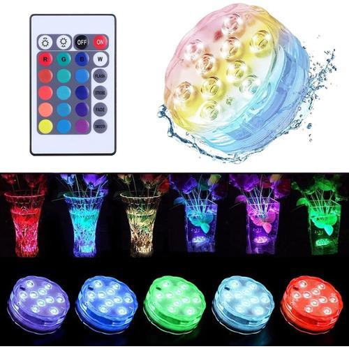 Multicolore 1 Pièces Lumières Led Submersibles Rechargeables Avec Télécommande,Lampe Led Étanche Pour Piscine Avec Ventouses,Lumière Étanche Usb Multicolore Pour Baignoire,Aquarium,Fontaine,Décoration