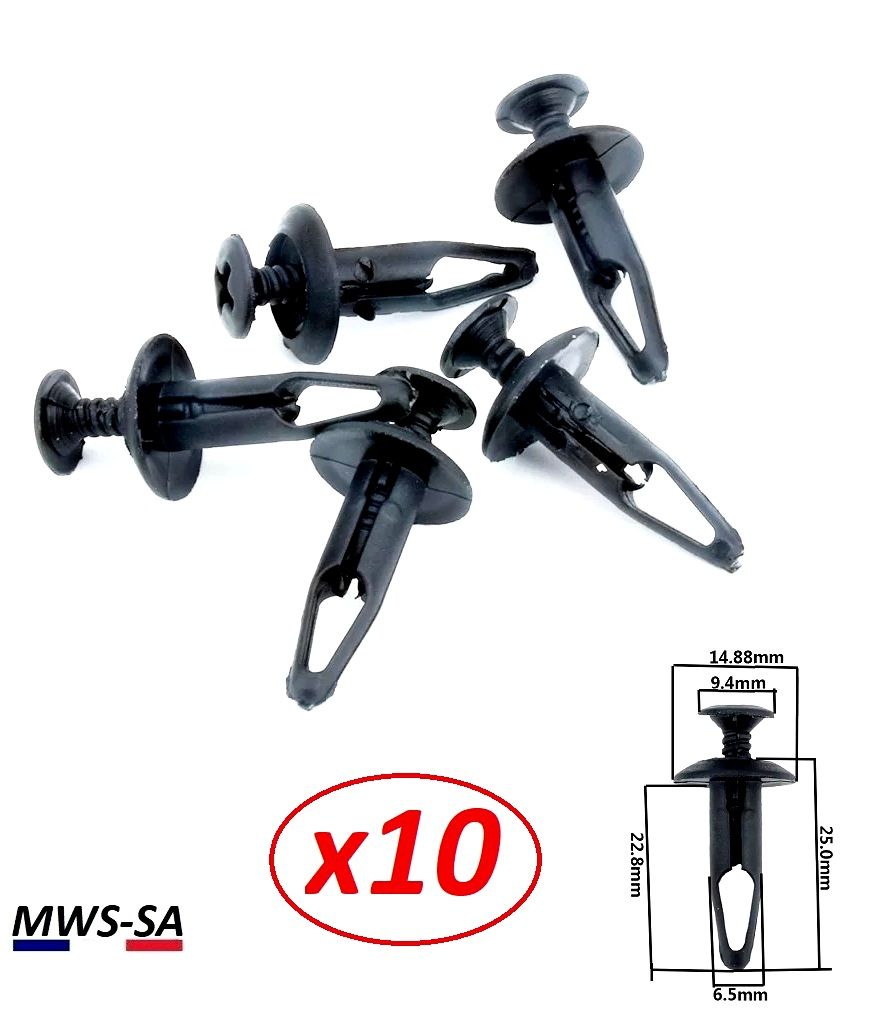 X10 Agrafe Rivet Fixation Pare-Choc Garde-Boue Chrysler Ford Mondeo Fiesta Focus 6,5mn