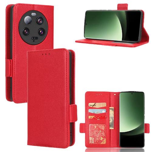 Étui Pour Xiaomi 13 Ultra Boucle Latérale Cuir Pu Titulaire De Fentes Pour Cartes Portefeuille Magnétique - Rouge