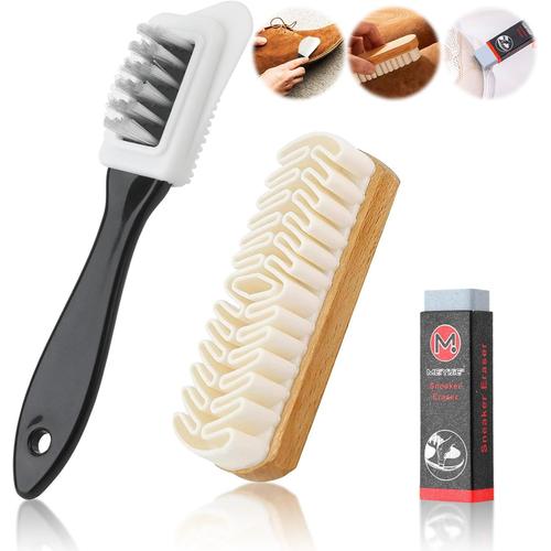 Noir Kit De Brosses À Chaussures Pour Daim, Brosse À Daim En Crêpe, Brosse Multi-Usage Avec Gomme, Brosse Nubuck, Brosse En Cuir Suédé Pour Le Nubuck Et Le Daim