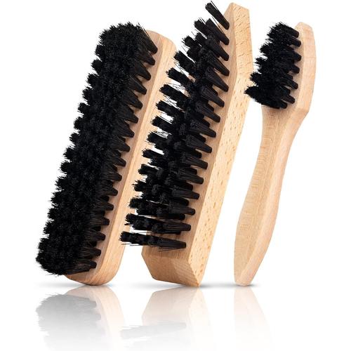 Crème Lot De 3 Brosses À Chaussures En Poils Naturels De Qualité Supérieure - Idéal Pour Le Cuir Lisse, Brosse À Chaussures, Brosse À Cire, Brosse À Crème, Brosse À Lustrer