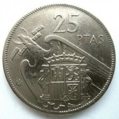 Espagne = Pièce De 25 Pesetas, Année 1957 (1967 Dans L'étoile) , Francisco Franco