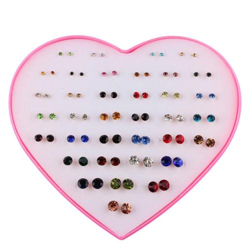 36 Paires Mignon Stud Ensemble Amour Coeur Boîte Lady Filles Cristal Boucle