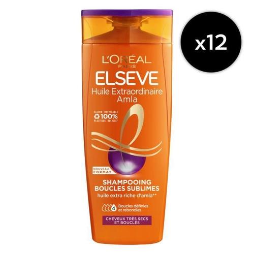 [Lot De 12] Shampooing Amla Cheveux Bouclés Et Très Secs Huile Extraordinaire Elsève 300ml 