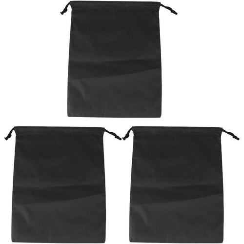 Lot De 3 Sac Chaussures Voyage, Sac De Rangement De Sac À Cordon Étanche En Nylon, 27 X 34cm(Noir)