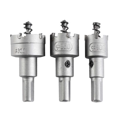 3 Pièces 20/25/30mm Foret Holesaw Cutter Ensemble Bit Bois Mince Tôle Coupe Métal Alliage Coupe Outil À Main