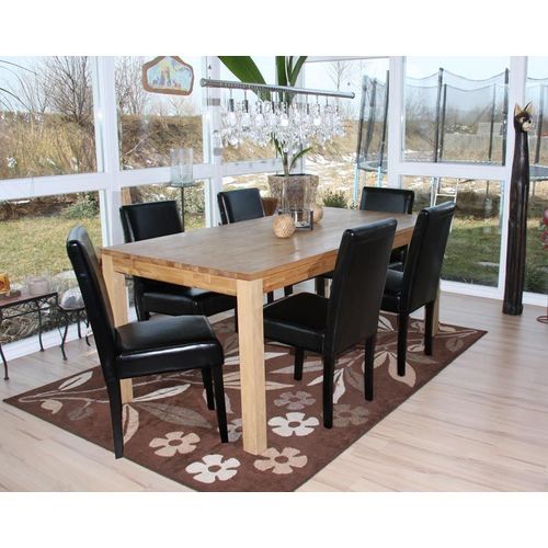 Lot De 6 Chaises De Séjour Littau   Cuir Noir, Pieds Foncés
