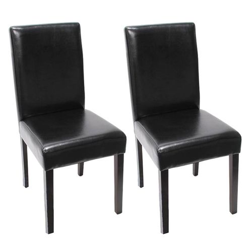 Lot De 2 Chaises De Séjour Littau   Cuir Reconstitué Noir, Pieds Foncés