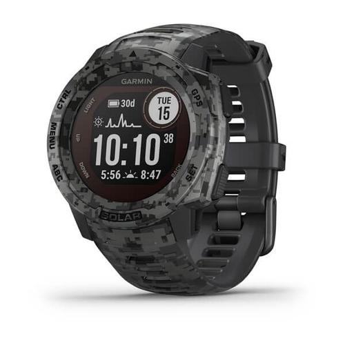 Garmin Instinct Solar - Camo Edition - Montre De Sport Avec Bracelet - Silicone - Camouflage Graphite - Taille Du Poignet : 132-224 Mm - Monochrome - Bluetooth, Ant+ - 53 G