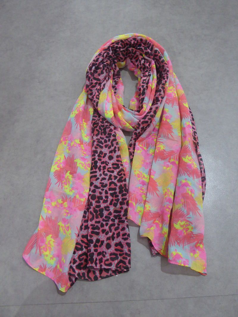 Neuf Foulard Double Motif Coloré Moa