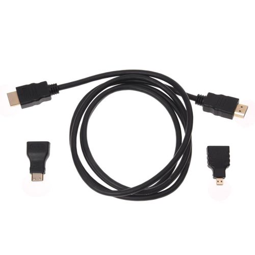 Nouveau câble 3 en 1 HD haute vitesse Câble HDMI vers HDMI + adaptateur Micro HDMI + Mini adaptateur HDMI