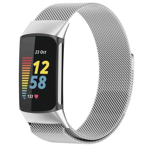 Imoshion Bracelet Magnétique Milanais Fitbit Charge 5 / Charge 6 Taille M Argent