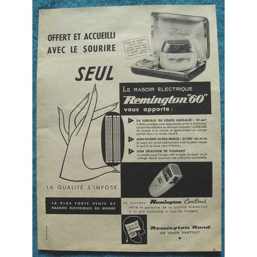 Publicité Papier - Rasoir Électrique Remington 60 De 1955