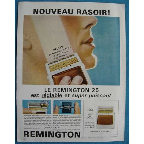 Publicité Papier - Rasoir Électrique Remington 25 De 1963