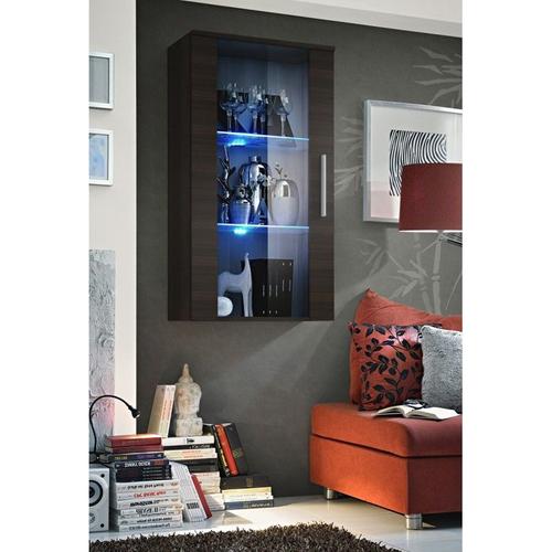 Paris Prix - Vitrine Led Murale Design "Neo" 110cm Wengé