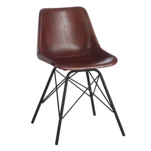 Paris Prix - Chaise Design Cuir & Métal "Tolbia" 79cm Naturel