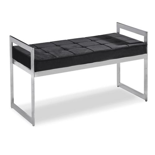 Paris Prix - Banquette En Velours "Topez" 94cm Noir & Argent