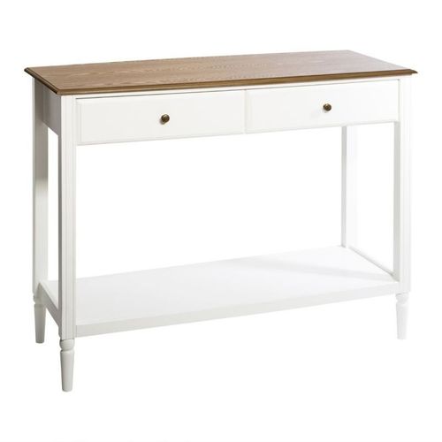 Console 2 Tiroirs En Bois "Solen" 110cm Blanc