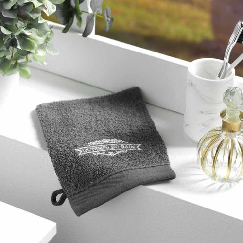 Lot De 2 Gants De Toilette "Vintage" 15x21cm Anthracite