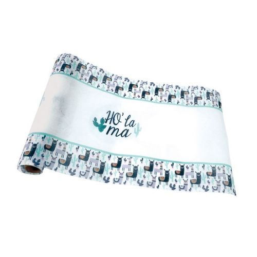 Paris Prix - Chemin De Table Jetable "Ho'lama" 28cmx5m Bleu & Blanc